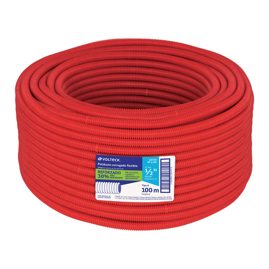 PF-1/2R Metro de poliducto 1/2" corrugado flex. reforz. s/guía, 100m