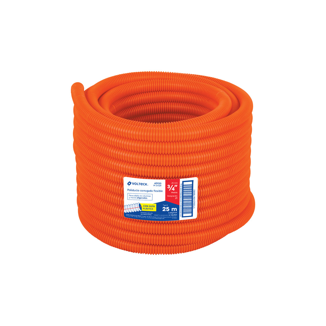 PF-3/4GM Metro de poliducto 3/4" corrugado flex. c/guía, rollo 25 m