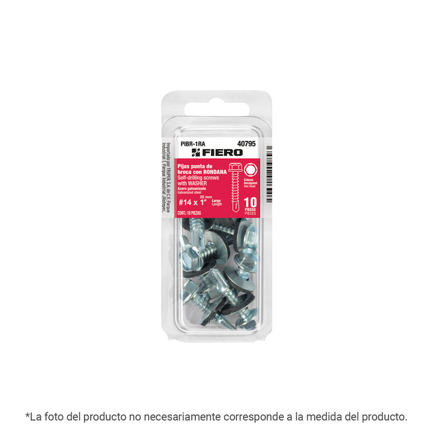 PIBR-3/4RA Blíster 12 pijas #14x3/4" hexagonal punta broca con rondana