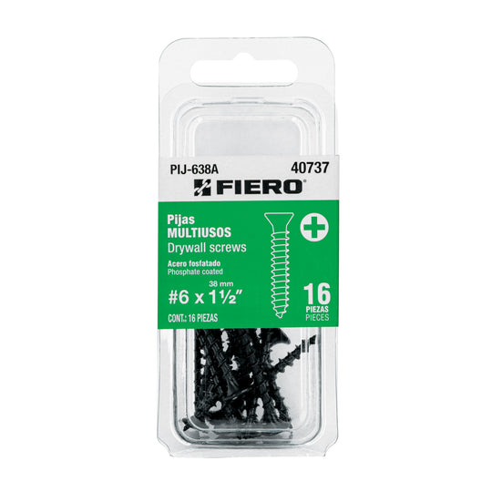 PIJ-638A Blíster con 16 pijas multiusos, #6 x 1-1/2", FIERO