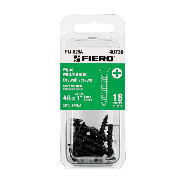 PIJ-825A Blíster con 18 pijas multiusos, #8 x 1", FIERO