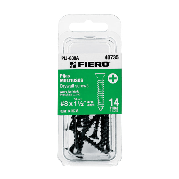 PIJ-838A Blíster con 14 pijas multiusos, #8 x 1-1/2", FIERO