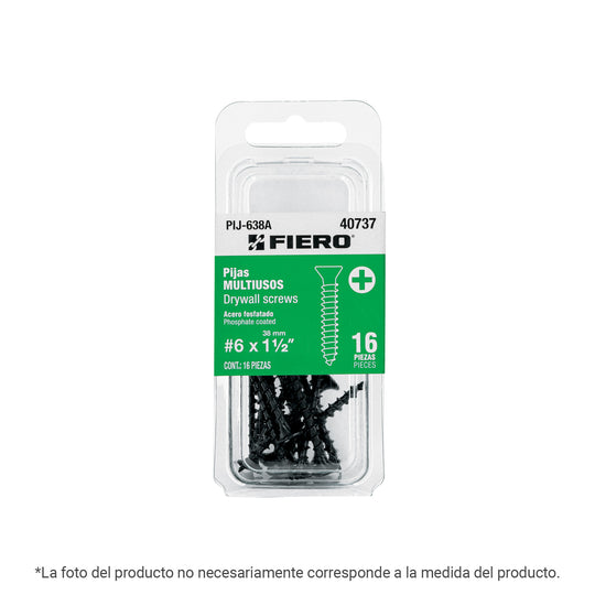 PIJ-863A Blíster con 8 pijas #8 x 2-1/2" multiusos, FIERO
