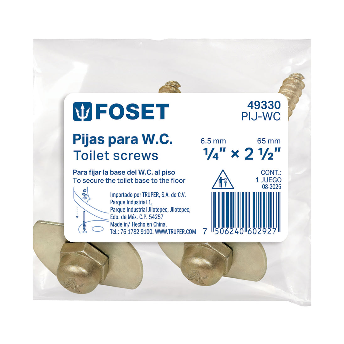 Kit Fijación W.C. Foset PIJ-WCK | Pijas, Tuercas y Taquetes