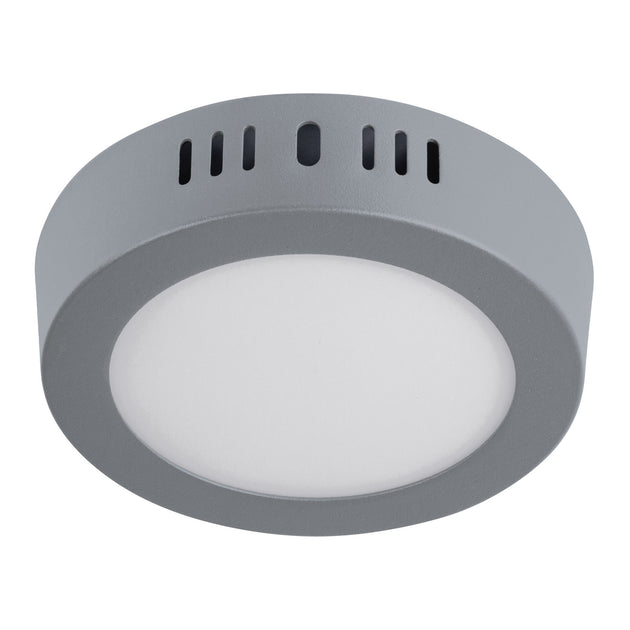 PLA-214L Luminario LED plafón 6W 6500K, redondo, gris, VOLTECK