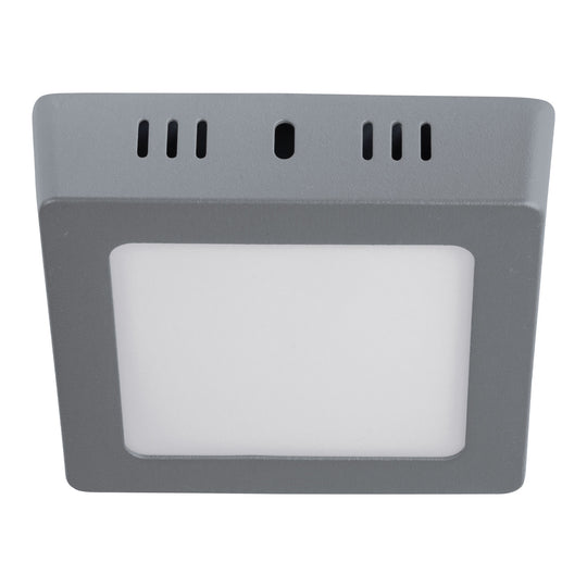 PLA-218L Luminario LED plafón 6W 6500K, cuadrado, gris, VOLTECK