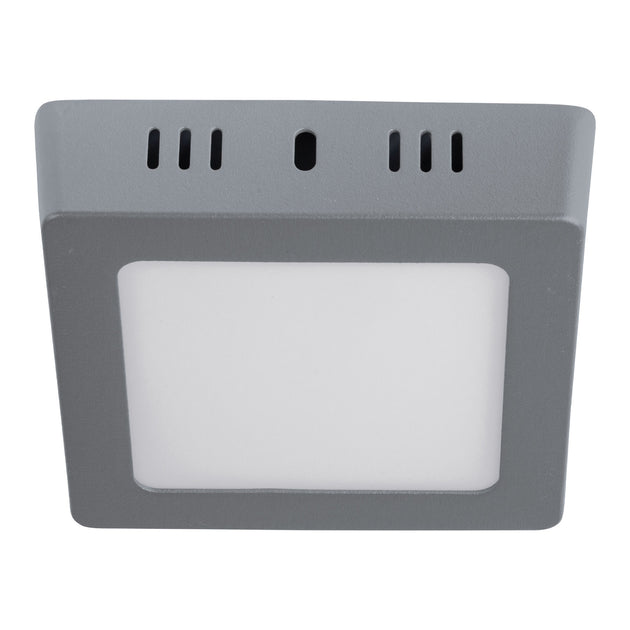 PLA-218L Luminario LED plafón 6W 6500K, cuadrado, gris, VOLTECK