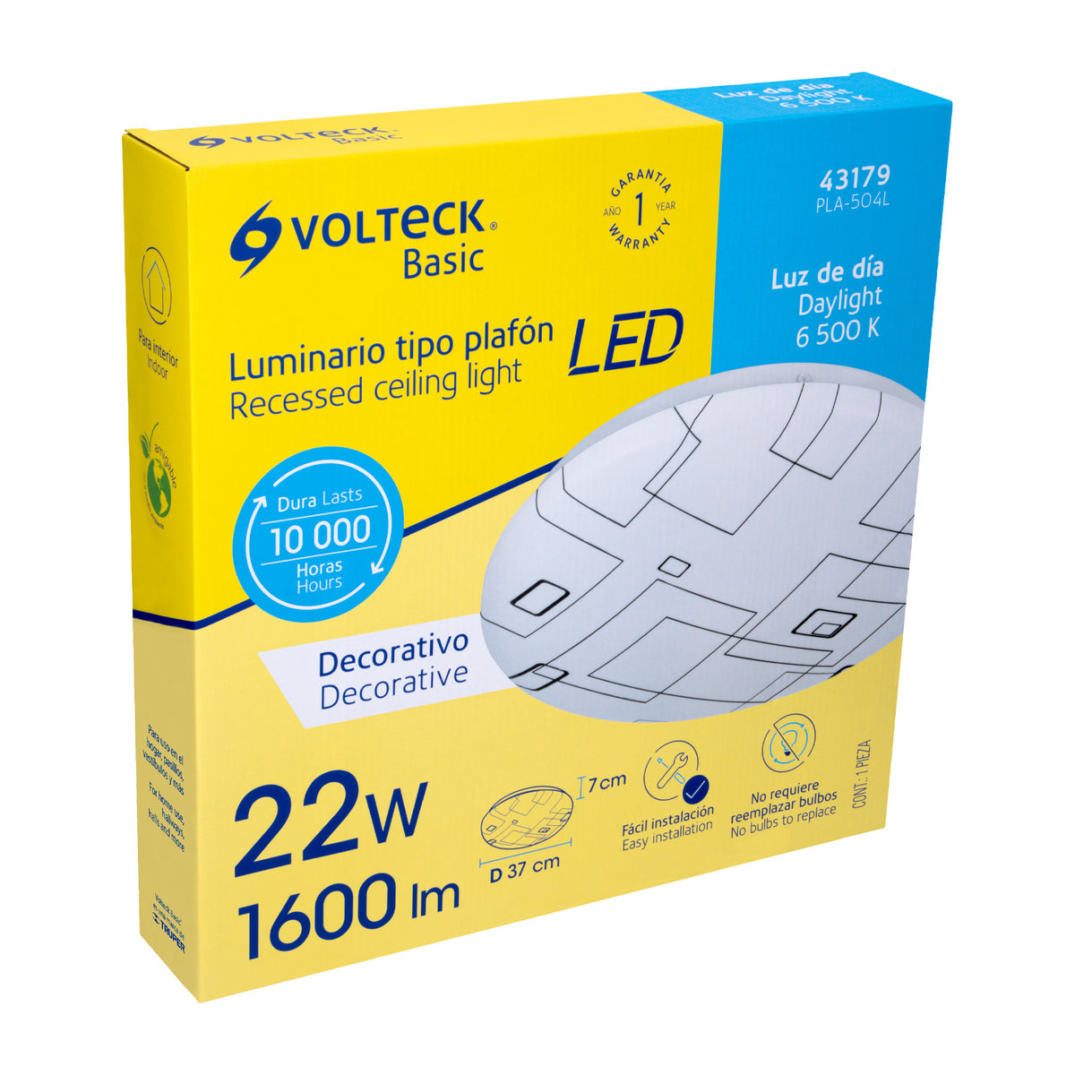 Lámpara LED Volteck PLA-504L 22W 1600lm | Ahorro 80%