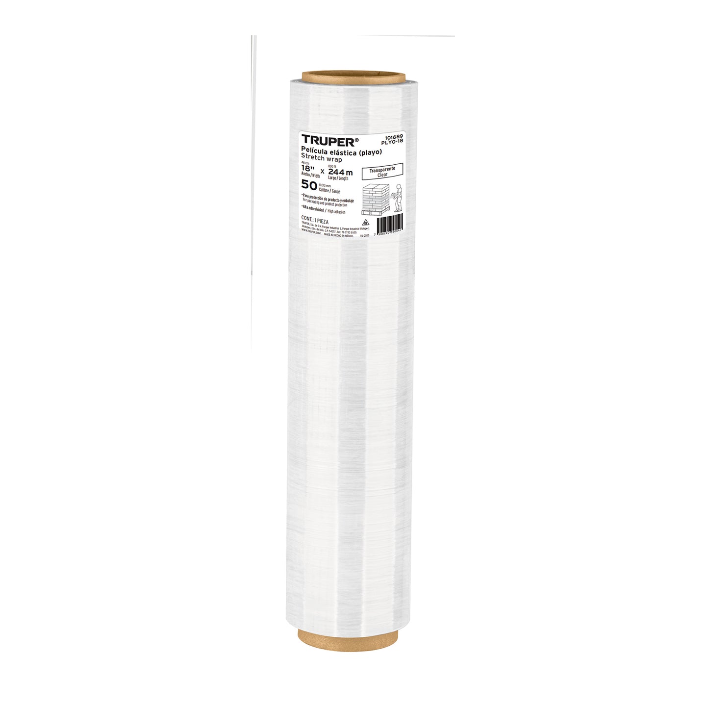 PLYO-18 Rollo de 244m película plástica transparente playo 18" cal50