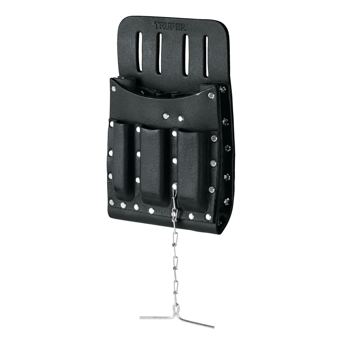 POHE-11CU Porta herramientas de cuero con 11 compartimentos, Truper