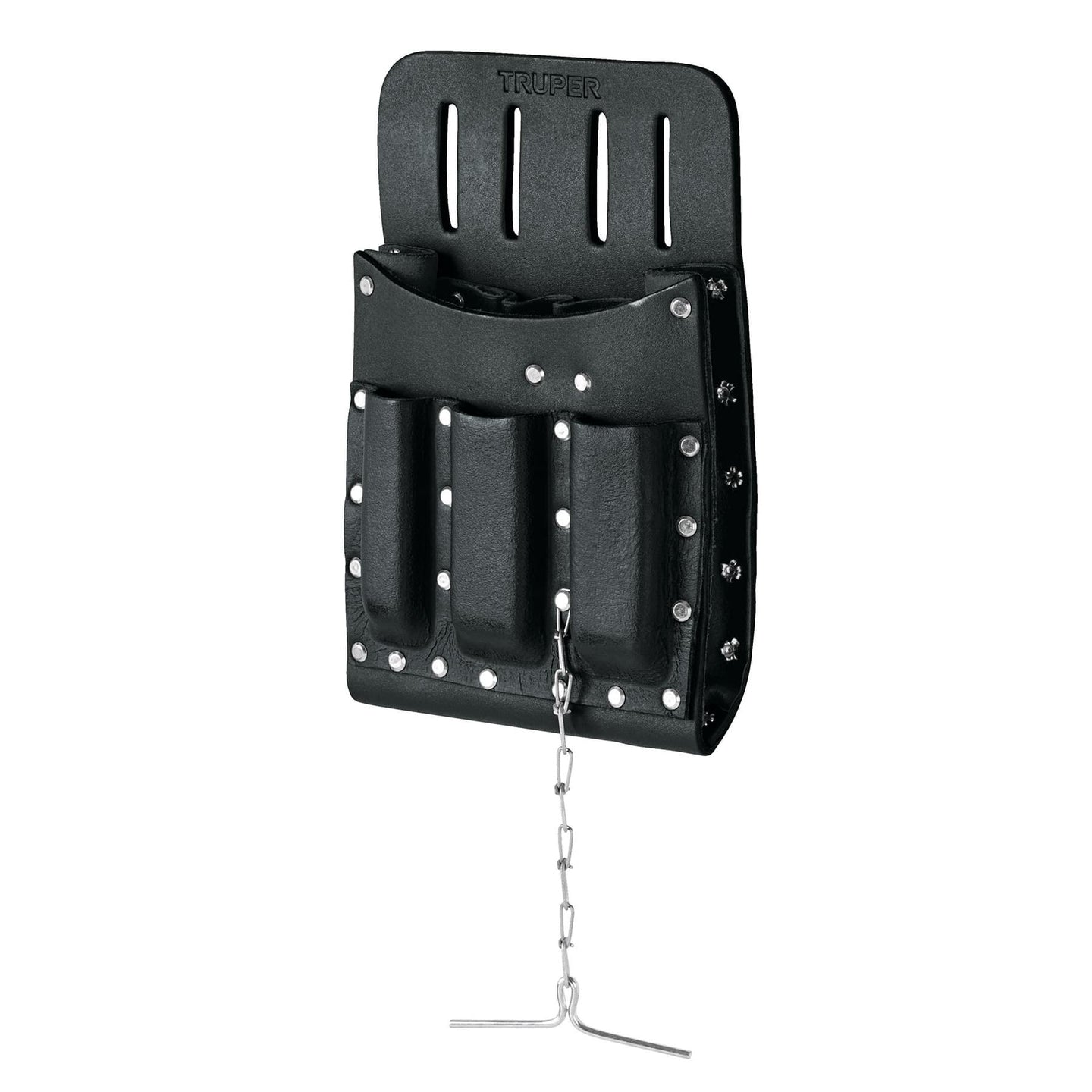 POHE-11CU Porta herramientas de cuero con 11 compartimentos, Truper