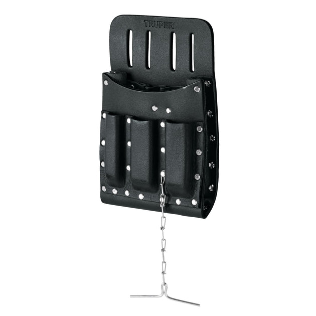 POHE-11CU Porta herramientas de cuero con 11 compartimentos, Truper