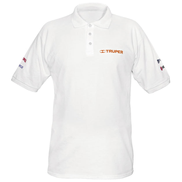POL-BC-XXG Playera polo para hombre, blanca, EEG, Truper