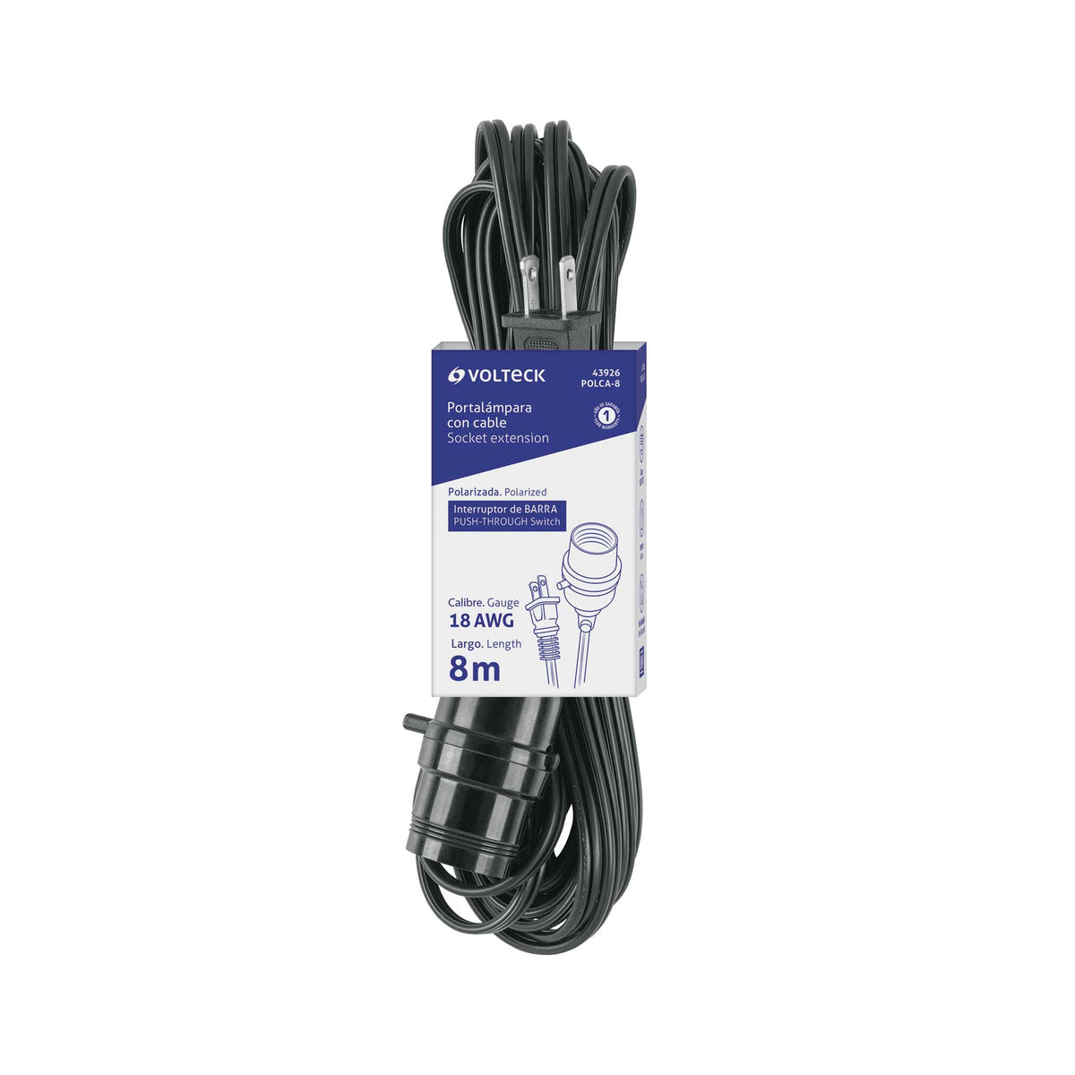 Portalámpara Volteck POLCA-8 8m E26/E27 Interruptor Barra | Industrial