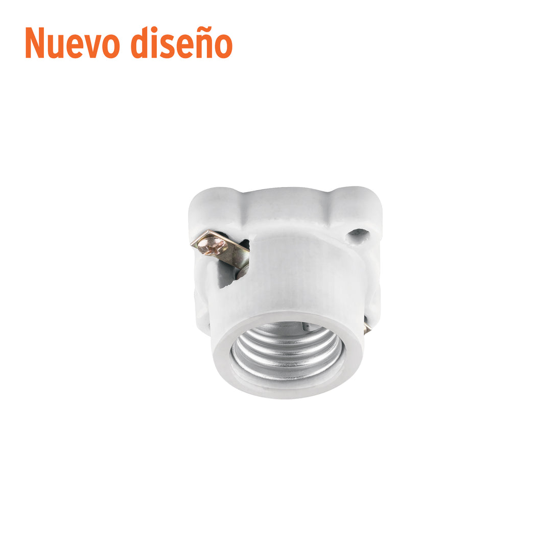 POPO-11 Portalámpara de porcelana, cuadrado, Volteck