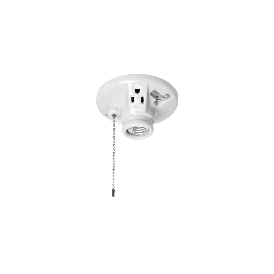 POPO-20 Portalámpara de porcelana, con ladrón y cadena, Volteck