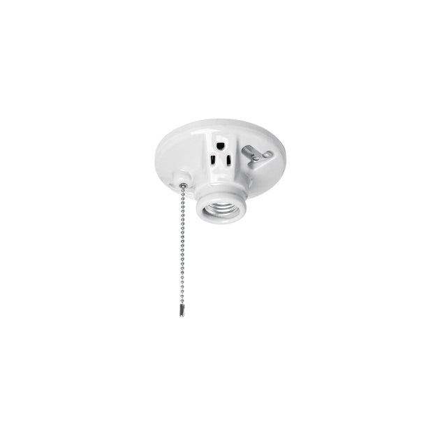 POPO-20 Portalámpara de porcelana, con ladrón y cadena, Volteck