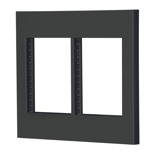 PP6M-EN Placa 2 ventanas, 6 módulos, línea Española, color negro
