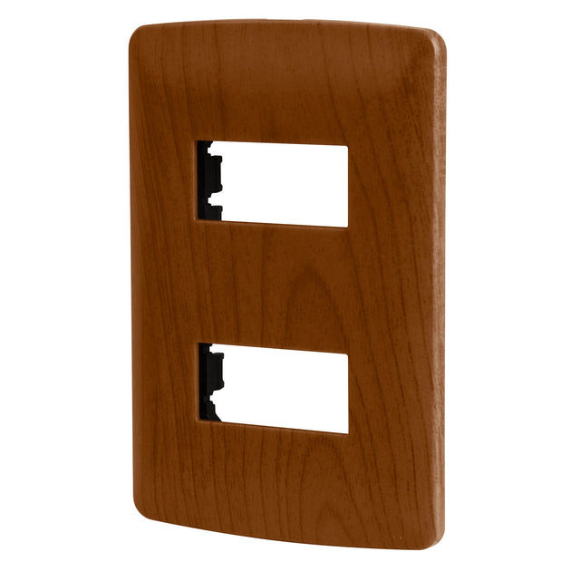 PPDO-IM Placa 2 módulos de ABS, línea Italiana, acabado madera