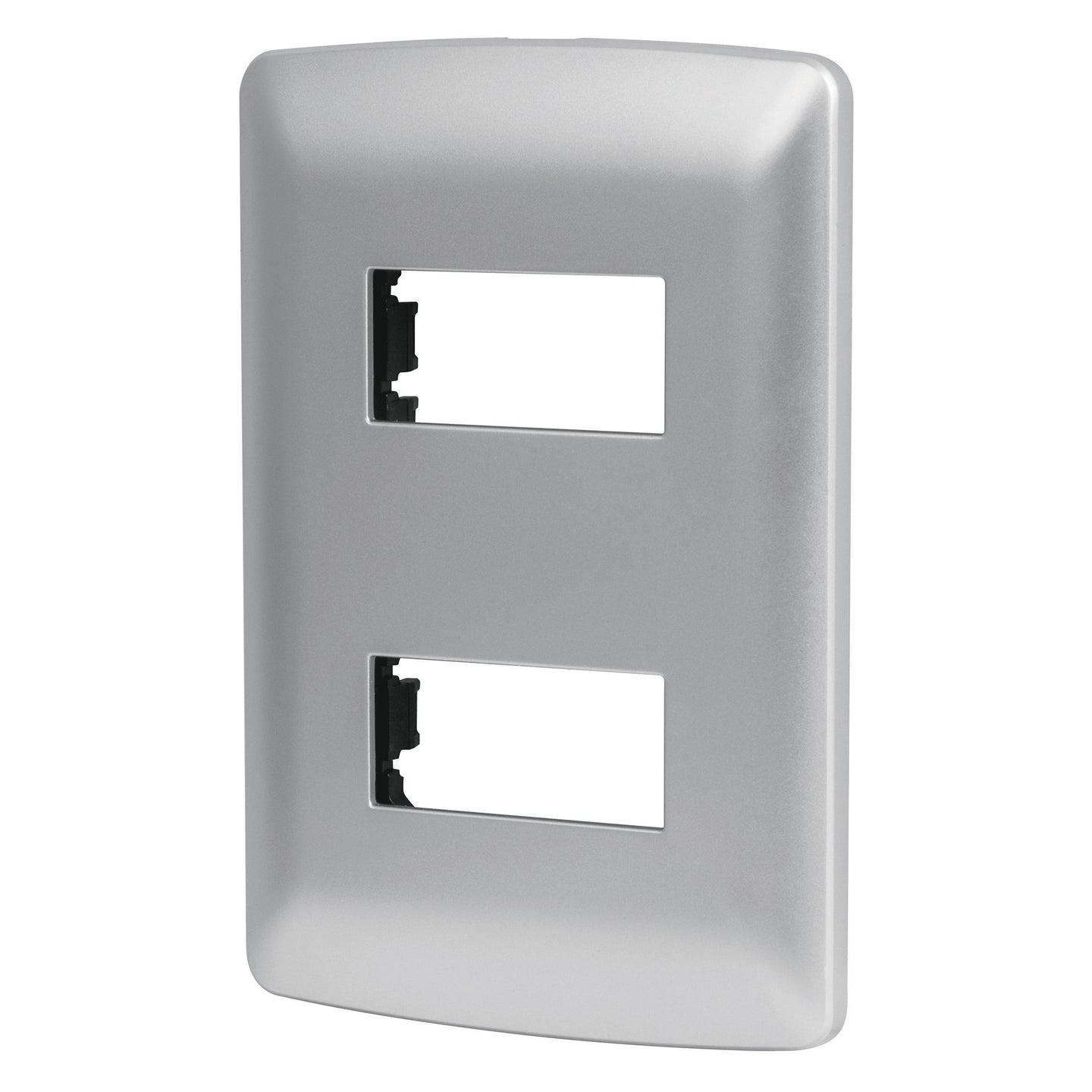 PPDO-IP Placa 2 módulos de ABS, línea italiana, color plata
