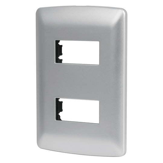 PPDO-IP Placa 2 módulos de ABS, línea italiana, color plata