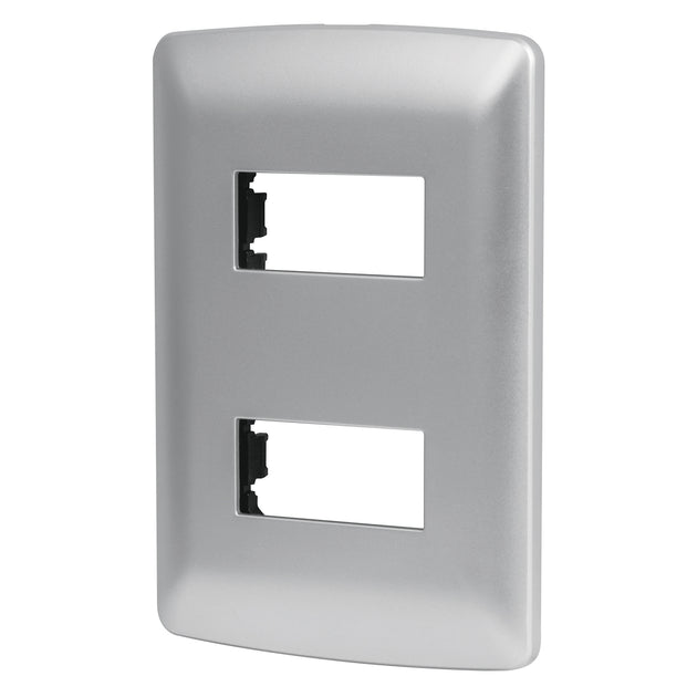 PPDO-IP Placa 2 módulos de ABS, línea italiana, color plata