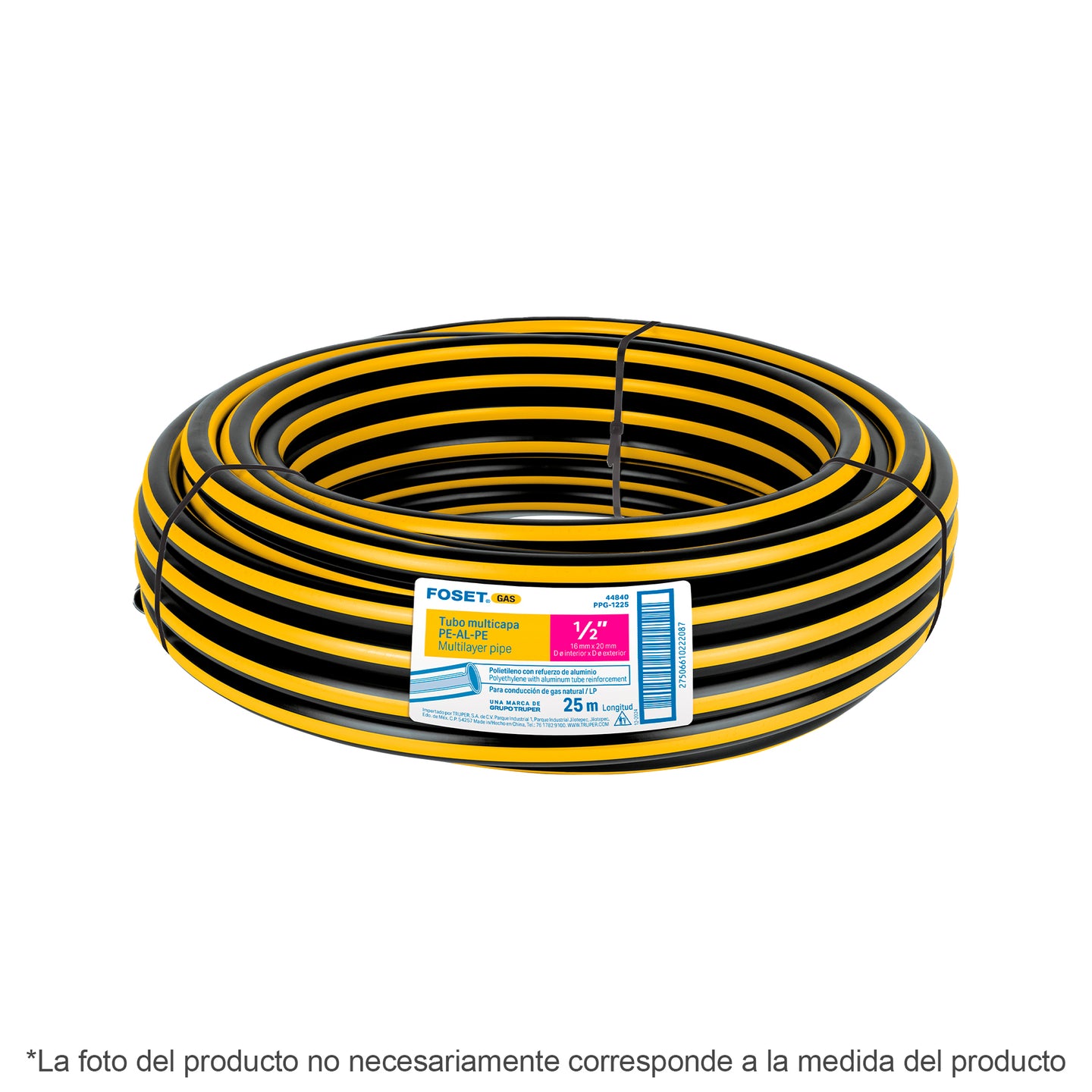 PPG-3825 Metro de manguera para gas, 3/8" PE-AL-PE en rollo de 25m