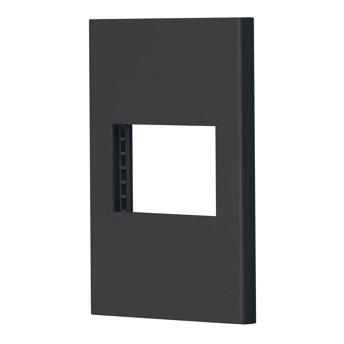 PPSE15-EN Placa 1 ventana, 1.5 módulos, línea Española, color negro