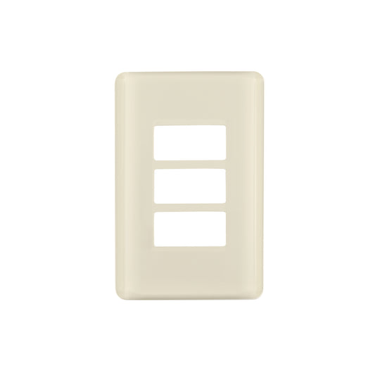 PPTR-BI Placa 3 módulos, marfil, línea Volteck Basic
