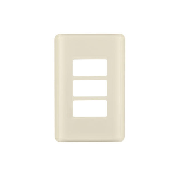 PPTR-BI Placa 3 módulos, marfil, línea Volteck Basic