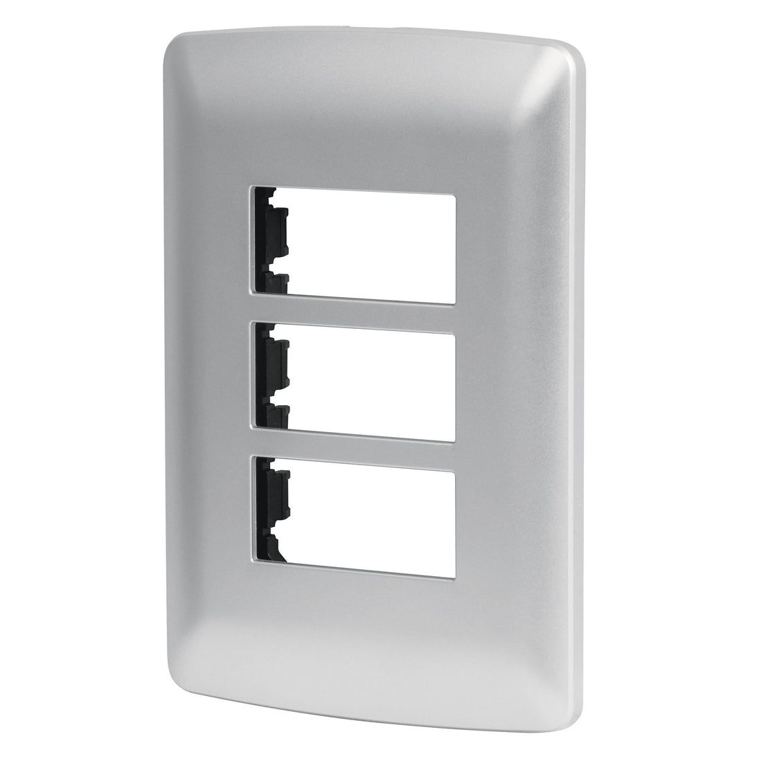 PPTR-IP Placa 3 módulos de ABS, línea italiana, color plata