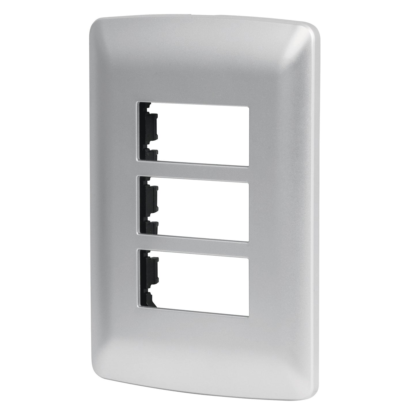 PPTR-IP Placa 3 módulos de ABS, línea italiana, color plata