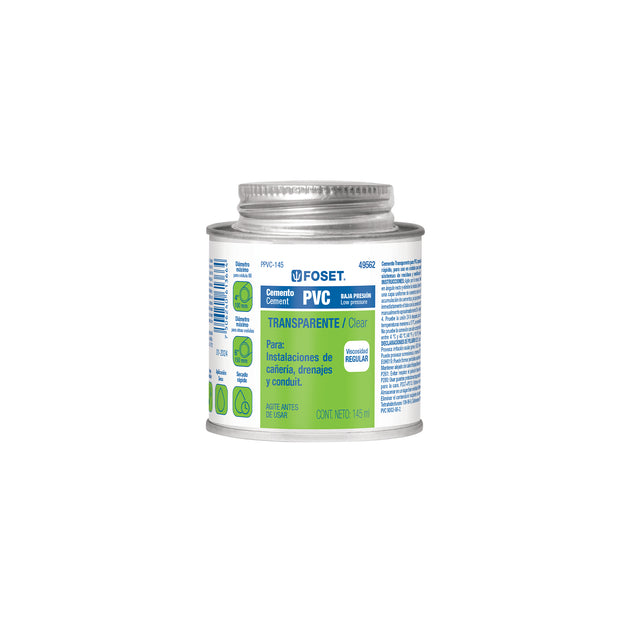 PPVC-145 Cemento p/PVC, transparente, baja presión, lata 145ml, FOSET