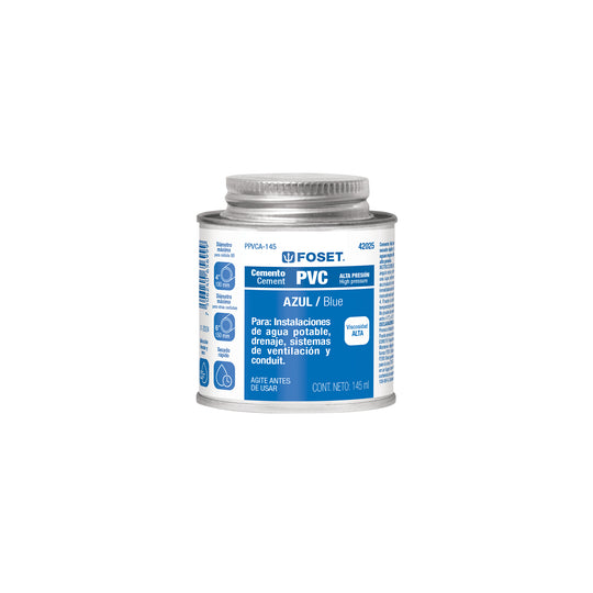 PPVCA-145 Cemento p/PVC, azul, alta presión, lata 145ml, FOSET