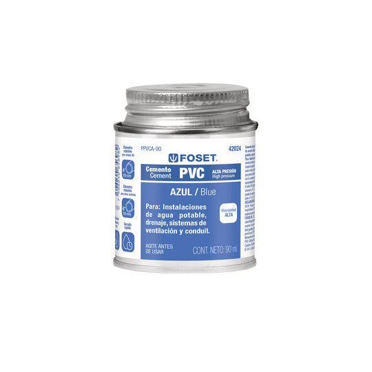PPVCA-90 Cemento p/PVC, azul, alta presión, lata 90ml, FOSET
