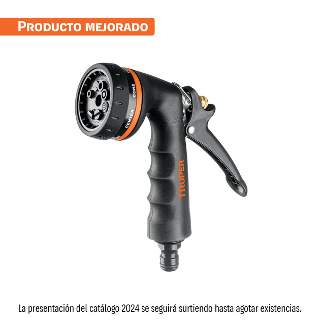 PR-208 Pistola para riego de 8 funciones metálica con recubrimiento