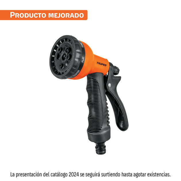 PR-409 Pistola para riego de 8 funciones plástica con recubrimiento