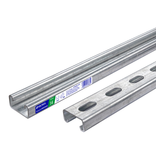 PU-142P Perfil monocanal perforado de 3 m, 4 x 2 cm cal. 14, VOLTECK