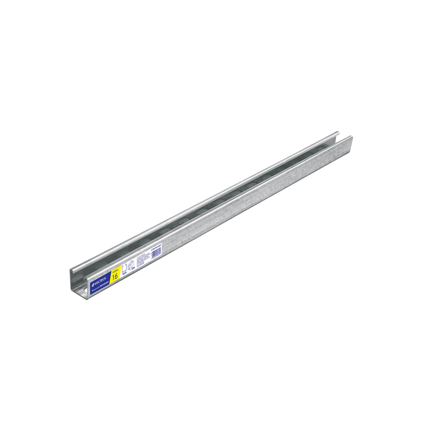 PU-164P Perfil monocanal perforado de 3 m, 4 x 4 cm cal. 16, VOLTECK