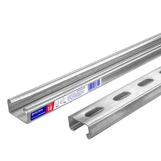 PU-182P Perfil monocanal perforado de 3 m, 4 x 2 cm cal. 18, VOLTECK