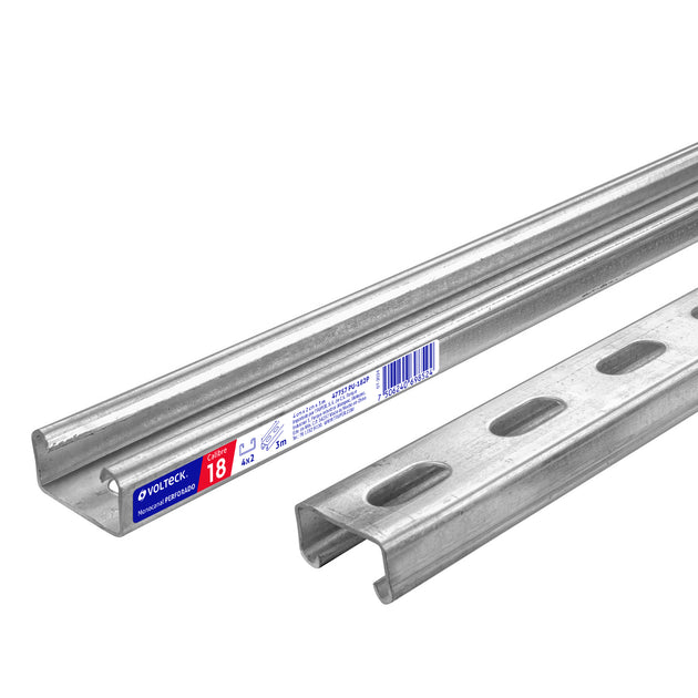 PU-182P Perfil monocanal perforado de 3 m, 4 x 2 cm cal. 18, VOLTECK