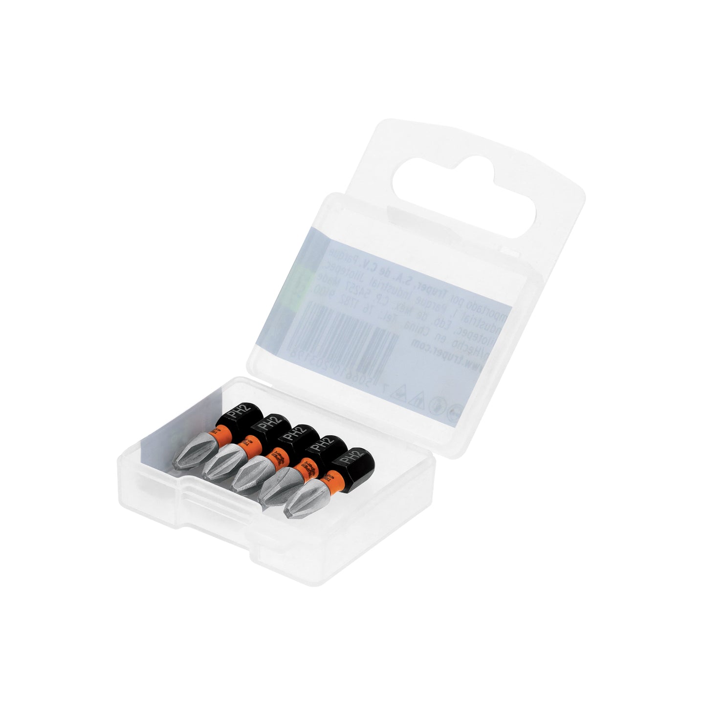PUDE-1102I Estuche con 5 puntas de cruz PH2 de impacto largo 1"