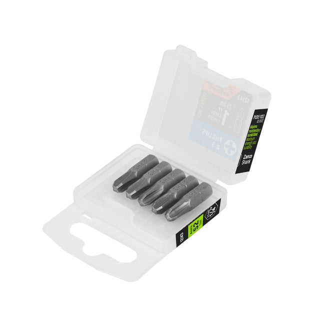 PUDE-1103 Estuche con 5 puntas de cruz PH3 largo 1", Truper Expert