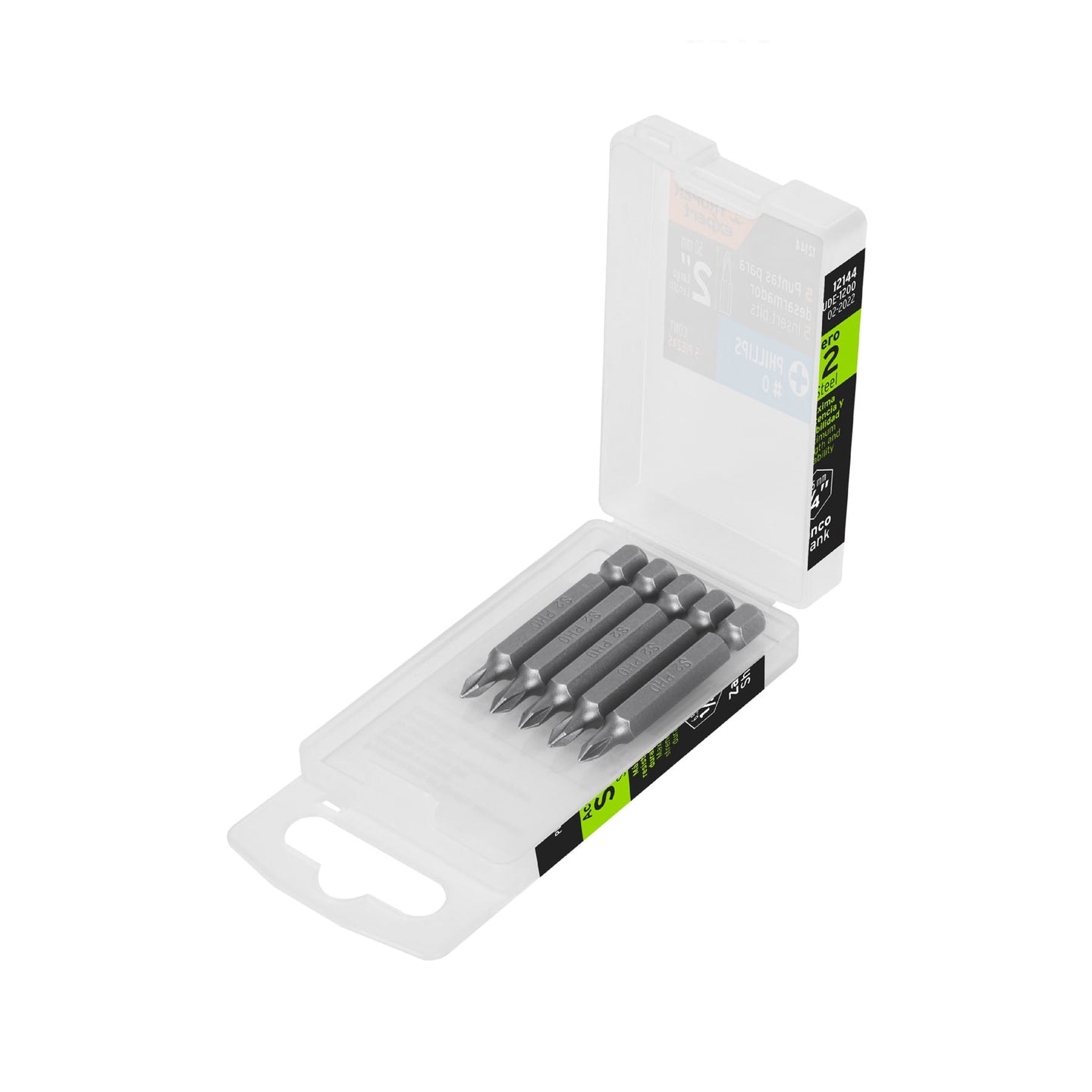PUDE-1200 Estuche con 5 puntas de cruz PH0 largo 2", Truper Expert