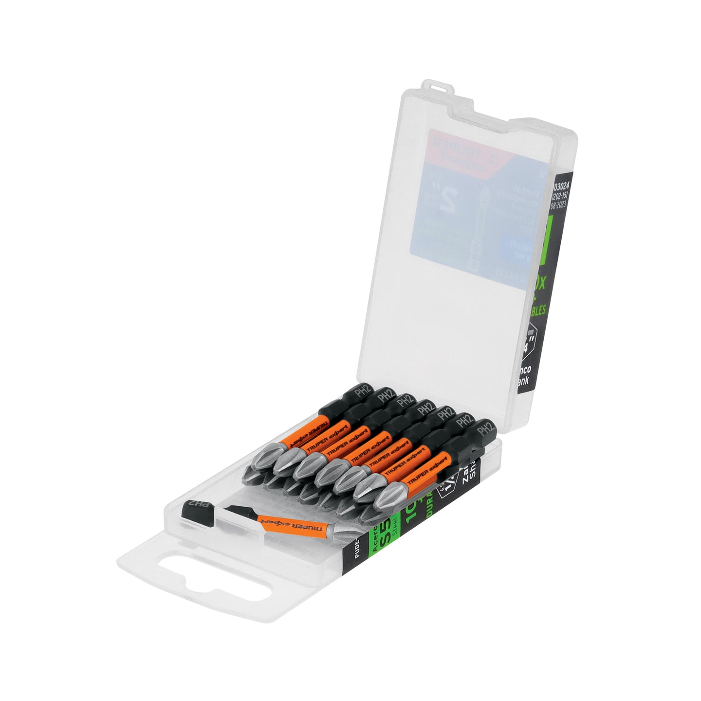 PUDE-1202-15I Estuche con 15 puntas de cruz PH2 de impacto largo 2"