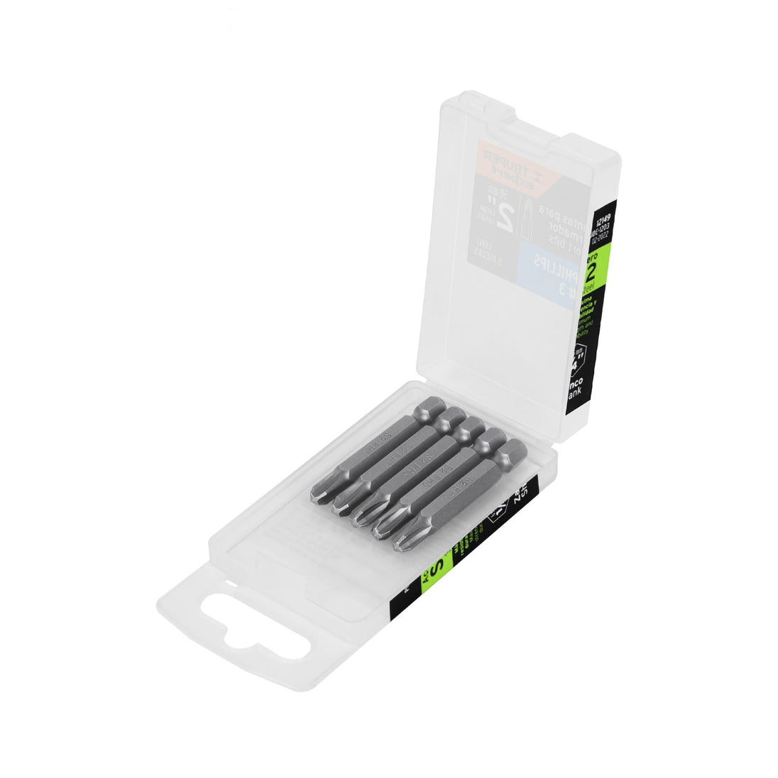 PUDE-1203 Estuche con 5 puntas de cruz PH3 largo 2", Truper Expert