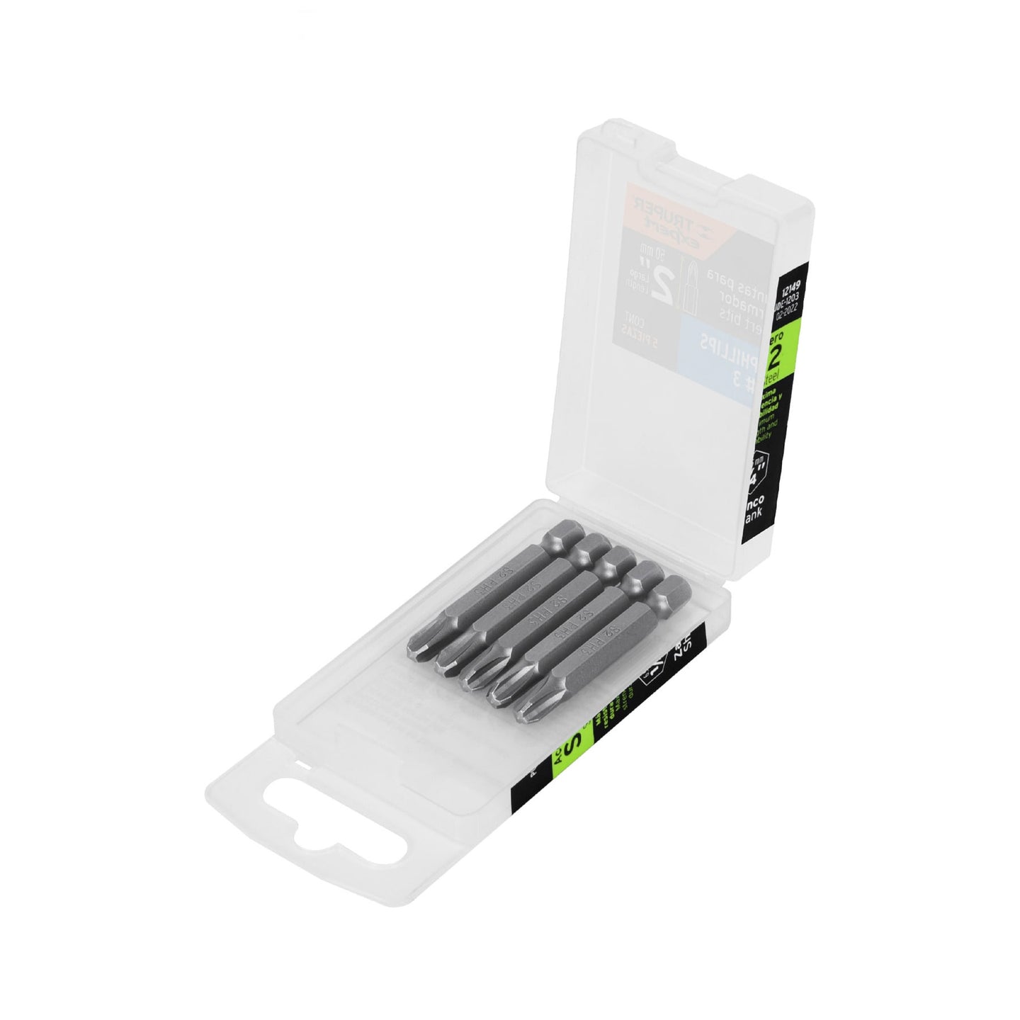 PUDE-1203 Estuche con 5 puntas de cruz PH3 largo 2", Truper Expert
