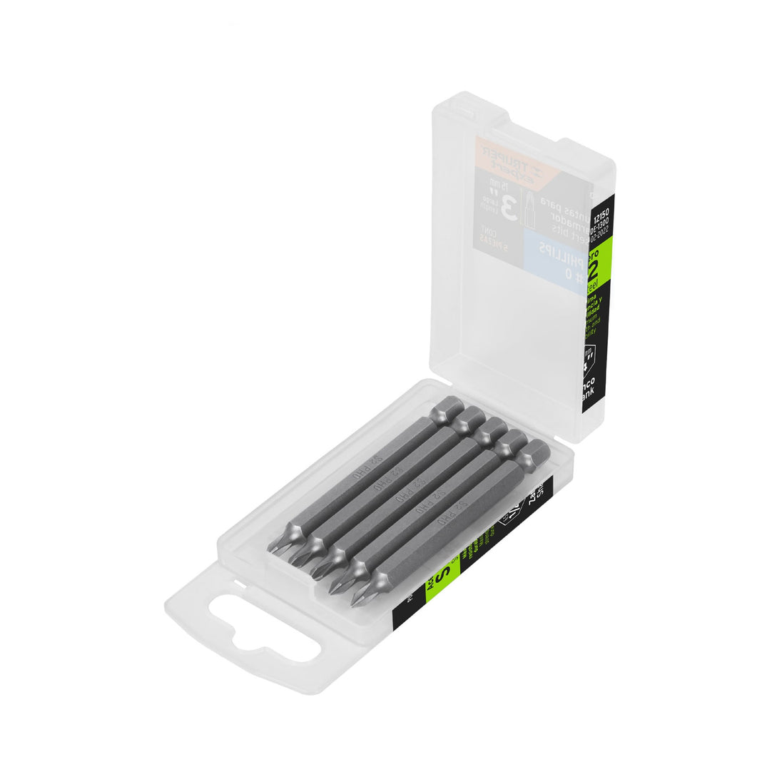 PUDE-1300 Estuche con 5 puntas de cruz PH0 largo 3", Truper Expert