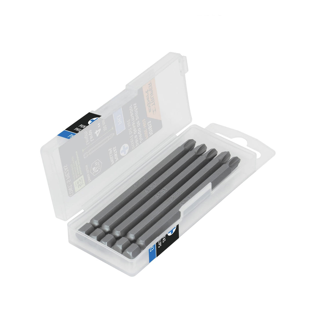 PUDE-1403 Estuche con 5 puntas de cruz PH3 largo 4", Truper Expert