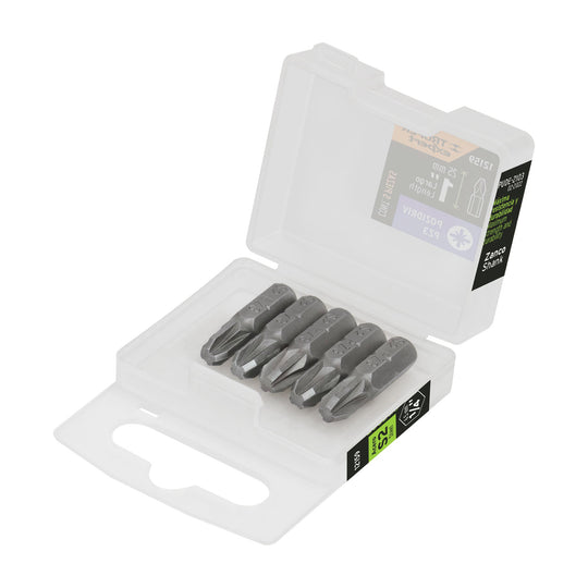PUDE-2103 Estuche con 5 puntas pozidriv PZ3 largo 1", Truper Expert